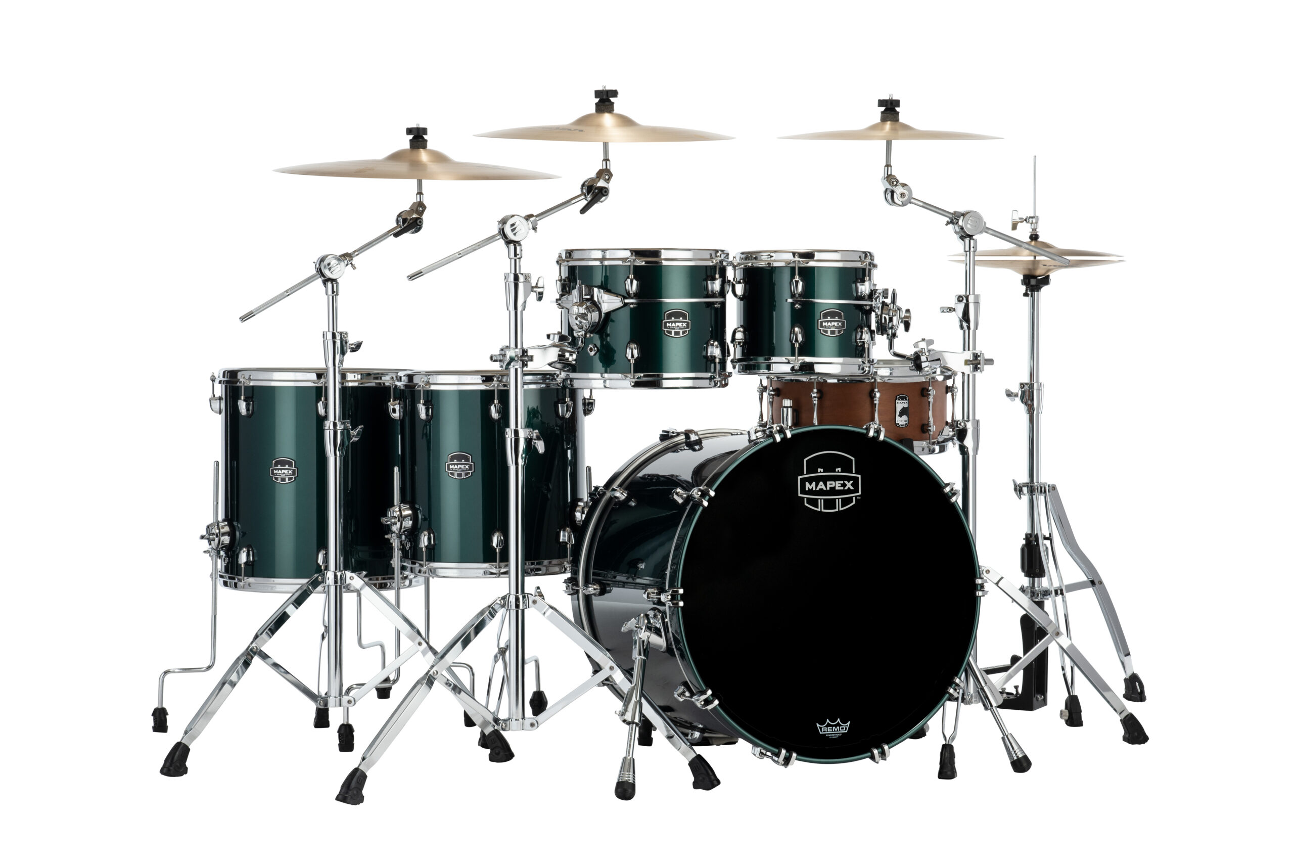 The Saturn Evolution Workhorse Maple 5 Piece shell pack featuring the SONIClear II "Halo" mounting system is a bright, open, and versatile "anything goes" configuration. 

The Saturn Evolution Workhorse Birch 5 Piece shell pack featuring the SONIClear II "Halo" mounting system is a dark, punchy and dry "anything goes" configuration. 

22 INCH x18 INCH  Bass Drum (No Mount), 10 INCH x 8 INCH  & 12 INCH x 9 INCH  Toms 14 INCH x  14 INCH , 16 INCH x16 INCH  Floor Tom  with Static 90degreeFloor Tom Legs (x6), TH800 (x2)