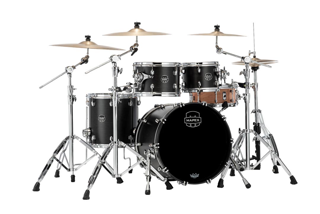 The New Mapex Nodal line Air Flow Venting scheme gives Saturn superior feel and just the right amount of renonance.  Whether tuning up high for jazz and fusion or down deep for rock-n-roll, the he unique Maple and Walnut shell composition complete with SONIClear bearing edges results in clear and focused toms and a bass drum that sounds bigger than it should. 

20 in. x16 in.  Bass Drum (No Mount), 10 in. x7 in.  & 12 in. x8 in.  Toms 14 in. x  14 in. Floor Tom  with Static 90degreeFloor Tom Legs (x3), MSSTC1 (x2)