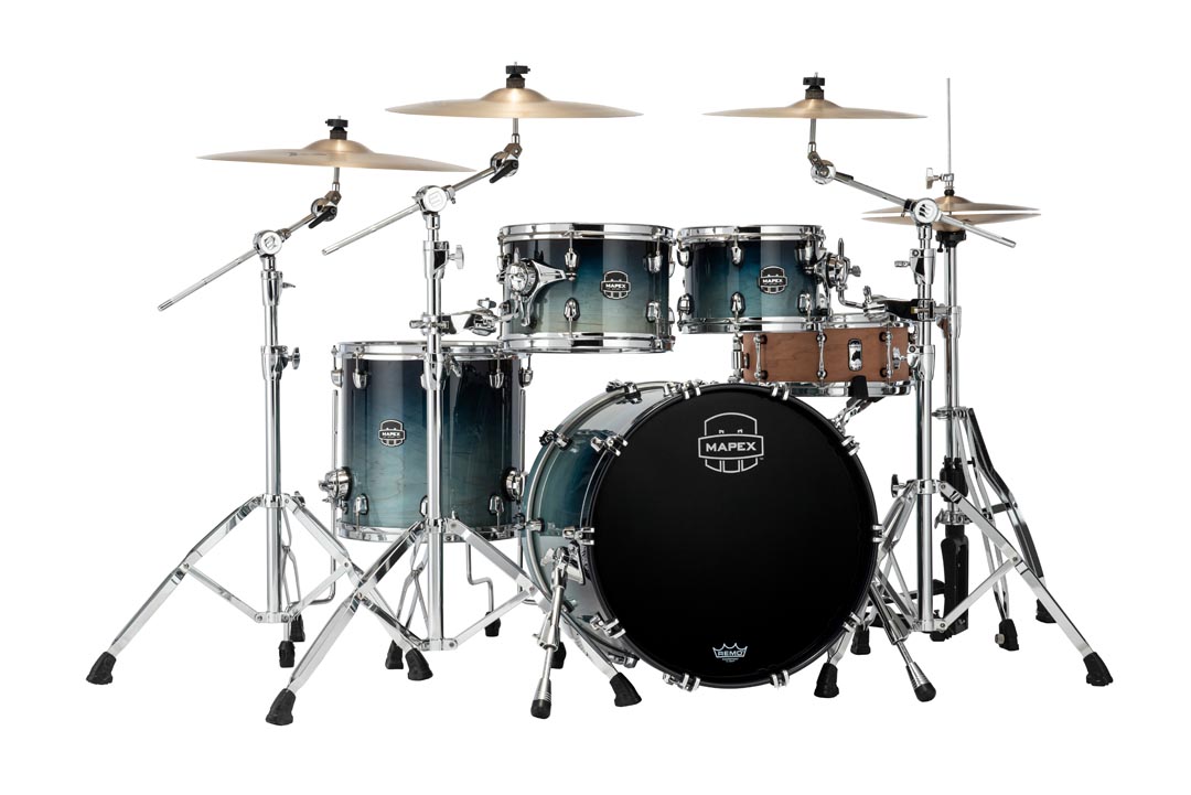 The New Mapex Nodal line Air Flow Venting scheme gives Saturn superior feel and just the right amount of renonance.  Whether tuning up high for jazz and fusion or down deep for rock-n-roll, the he unique Maple and Walnut shell composition complete with SONIClear bearing edges results in clear and focused toms and a bass drum that sounds bigger than it should. 

20 in. x16 in.  Bass Drum (No Mount), 10 in. x7 in.  & 12 in. x8 in.  Toms 14 in. x  14 in. Floor Tom  with Static 90degreeFloor Tom Legs (x3), MSSTC1 (x2)