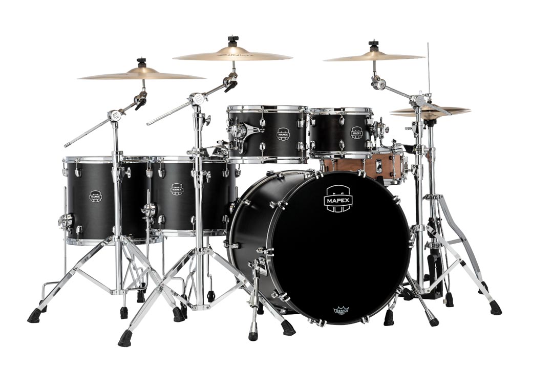 The New Mapex Nodal line Air Flow Venting scheme gives Saturn superior feel and just the right amount of renonance.  Whether tuning up high for jazz and fusion or down deep for rock-n-roll, the he unique Maple and Walnut shell composition complete with SONIClear bearing edges results in clear and focused toms and a bass drum that sounds bigger than it should. 

22 in. x18 in.  Bass Drum (No Mount), 10 in. x7 in.  & 12 in. x8 in.  Toms 14 in. x  12 in. , 16 in. x14 in.  Floor Tom  with Static 90degreeFloor Tom Legs (x6), MSSTC1 (x2)