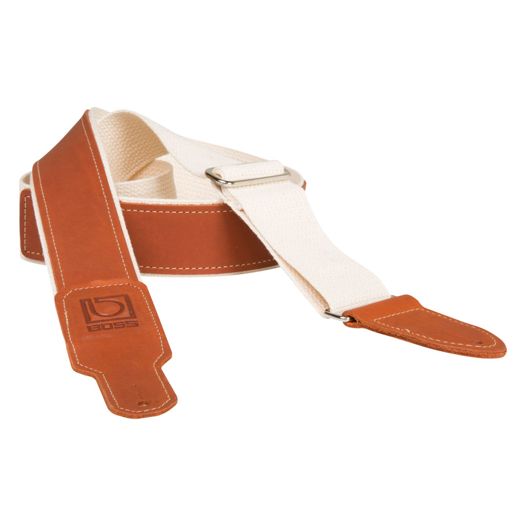 Boss BSH-20 - 2'' Hybrid Nylon & Leather Instrument Strap - Natural