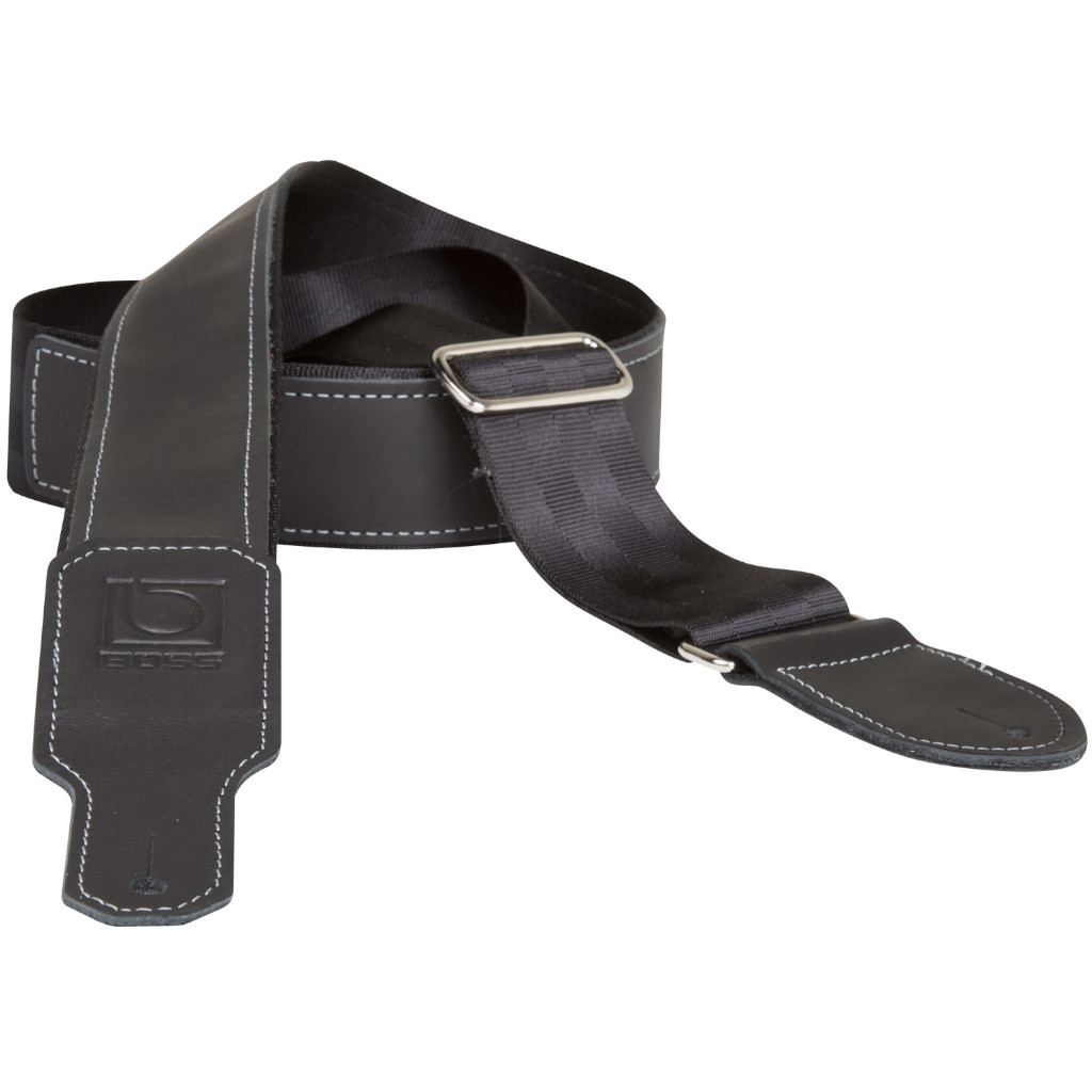 Boss BSH-20 - 2'' Hybrid Nylon & Leather Instrument Strap - Black