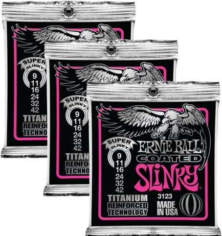 Ernie Ball RPS Coated Titanium Super Slinky Electric Guitar Strings (9 ...