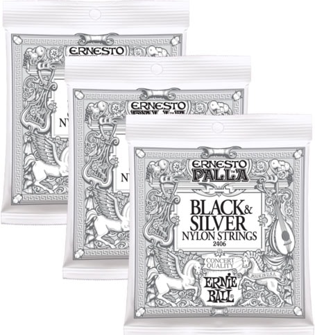 Ernie Ball Ernesto Palla Nylon Guitar Strings - Black & Silver - Image 2