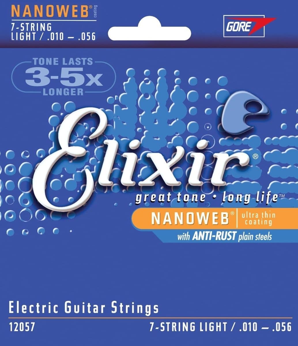 Elixir Nanoweb Light 7-String Electric Guitar Strings - (10-56) - Image 2
