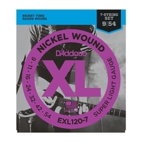 D'Addario EXL120-7, 7 String Electric Guitar Strings (9-54)