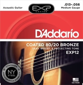 D'Addario EXP12 Coated 80/20 Bronze Electric Guitar Strings (13-56)