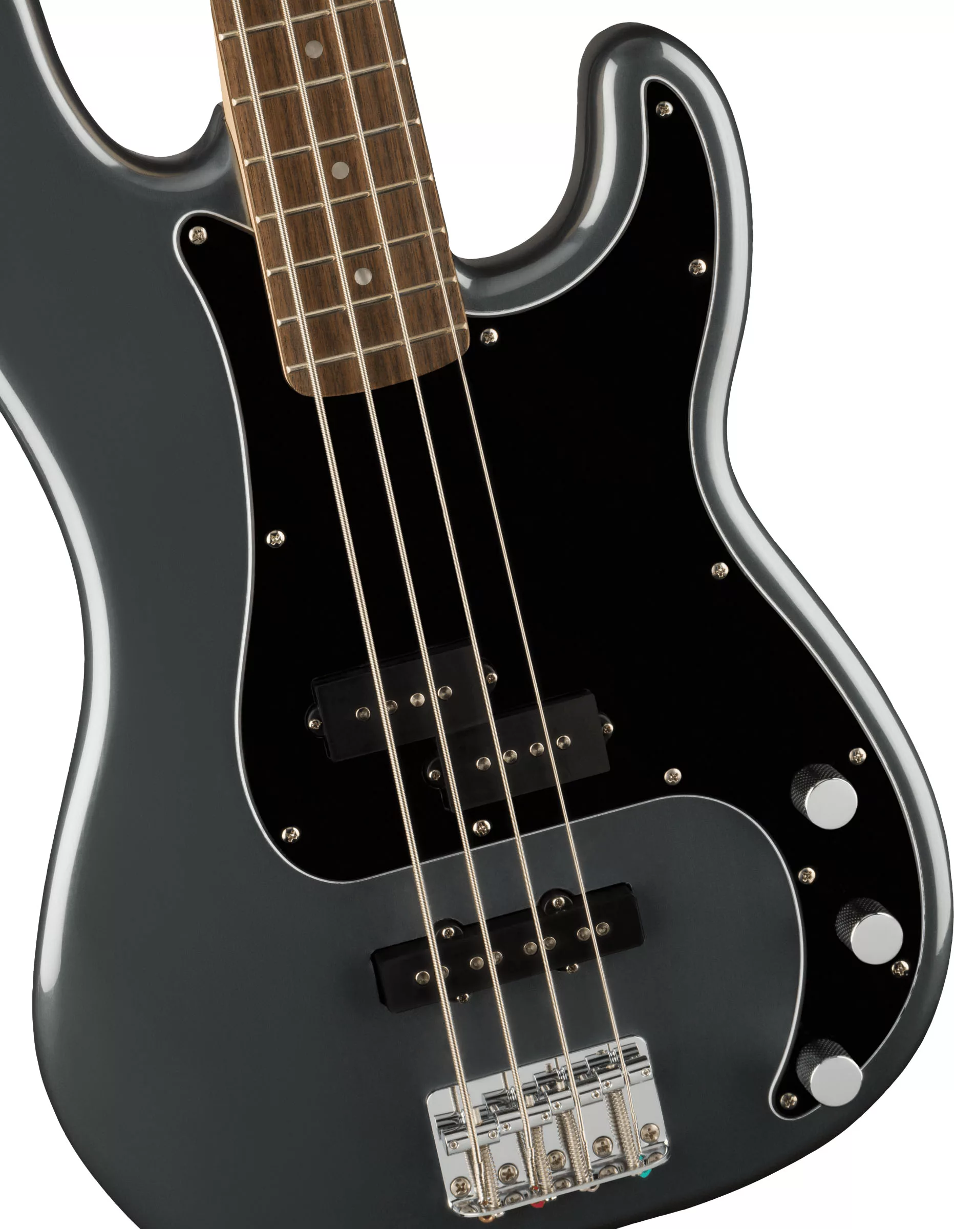 Squier Affinity Series™ Precision Bass® PJ, Laurel Fingerboard, Black Pickguard, Charcoal Frost Metallic - Image 4