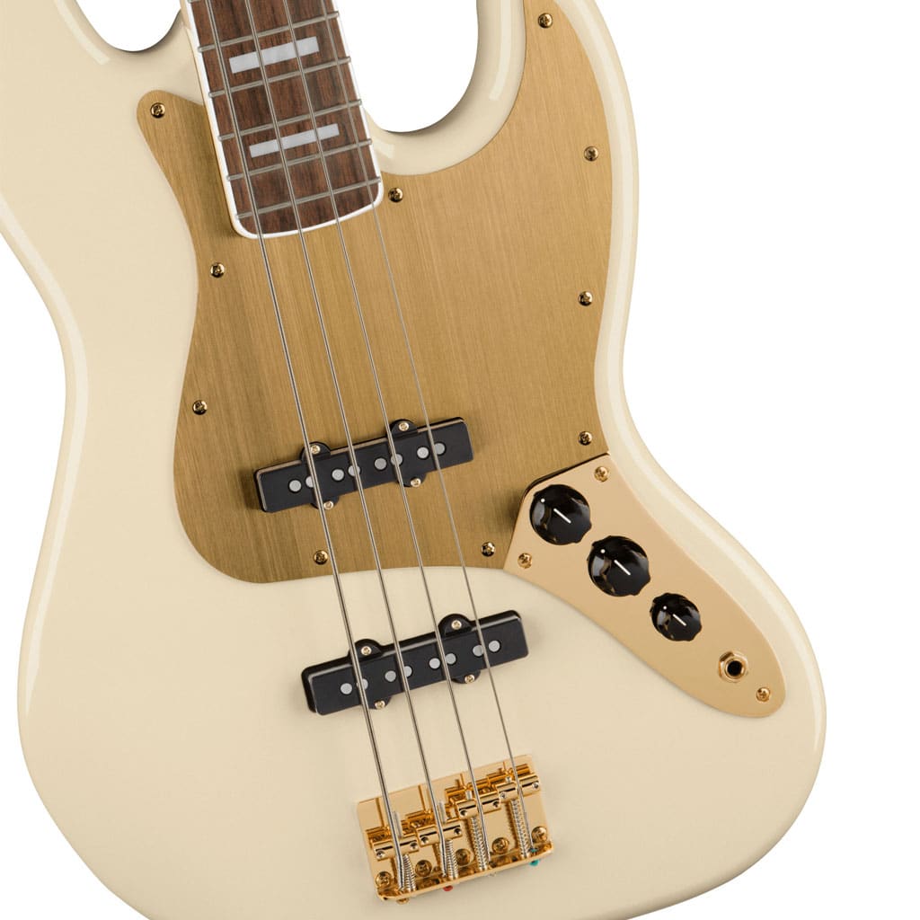 Squier by Fender 40th Anniversary Jazz Bass® Gold Edition - Olympic White - Image 3