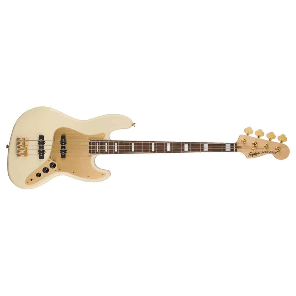 Squier by Fender 40th Anniversary Jazz Bass® Gold Edition - Olympic White - Image 2