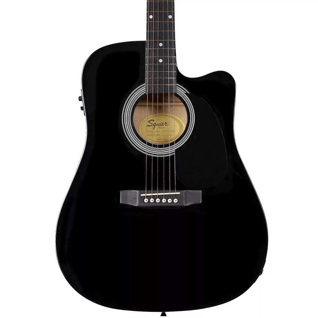 Squier by Fender SA-105CE, Dreadnought Cutaway, Stained Hardwood Fingerboard, Black