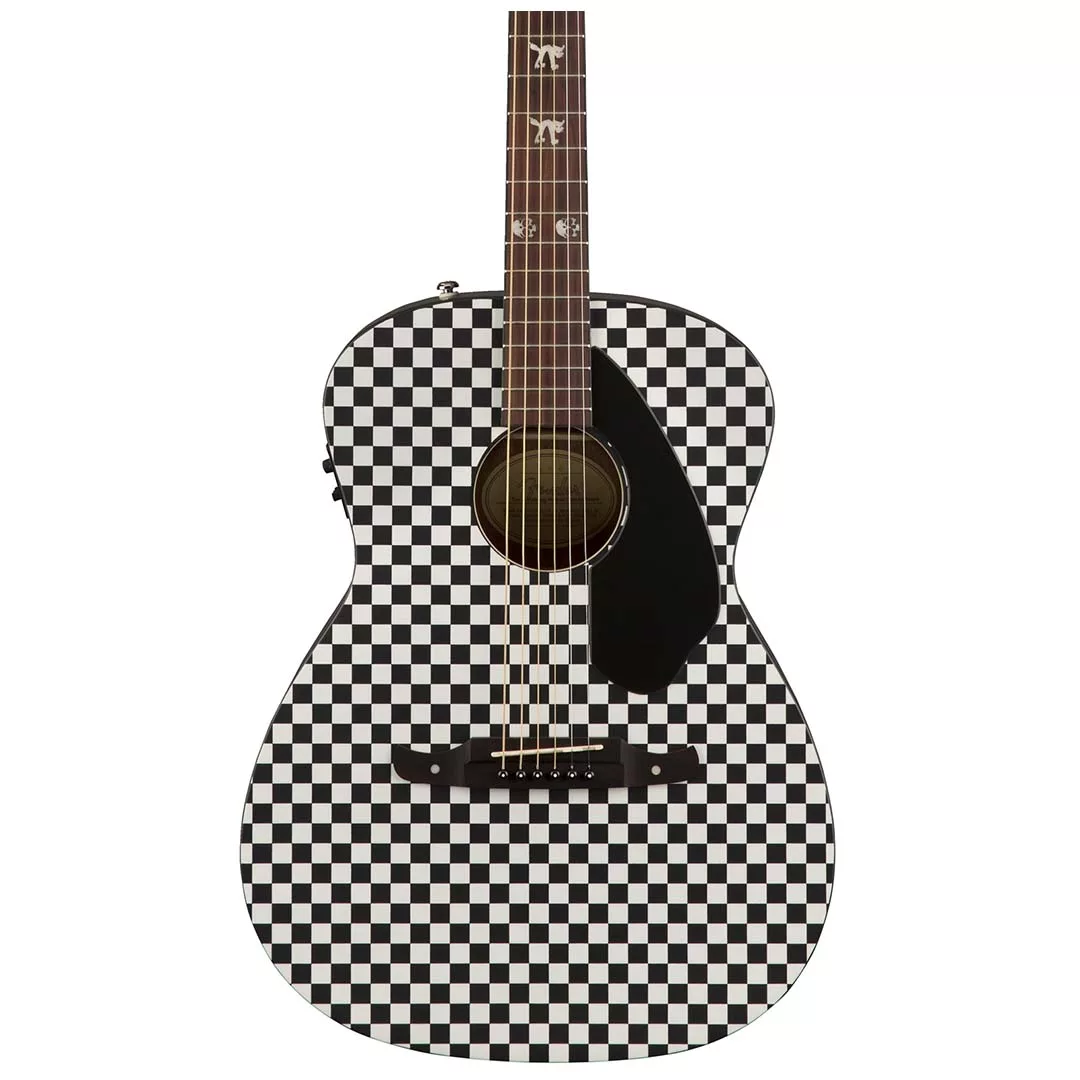 Fender Tim Armstrong Hellcat Acoustic Guitar, Walnut Fingerboard, Checkerboard
