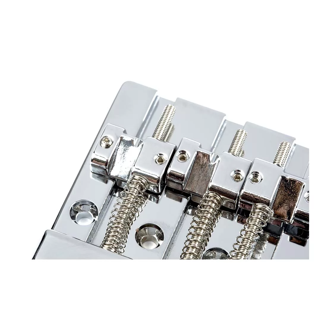 Fender® HiMass™ 4-String Bass Bridge Assembly With Brass Saddles, Chrome - Image 2