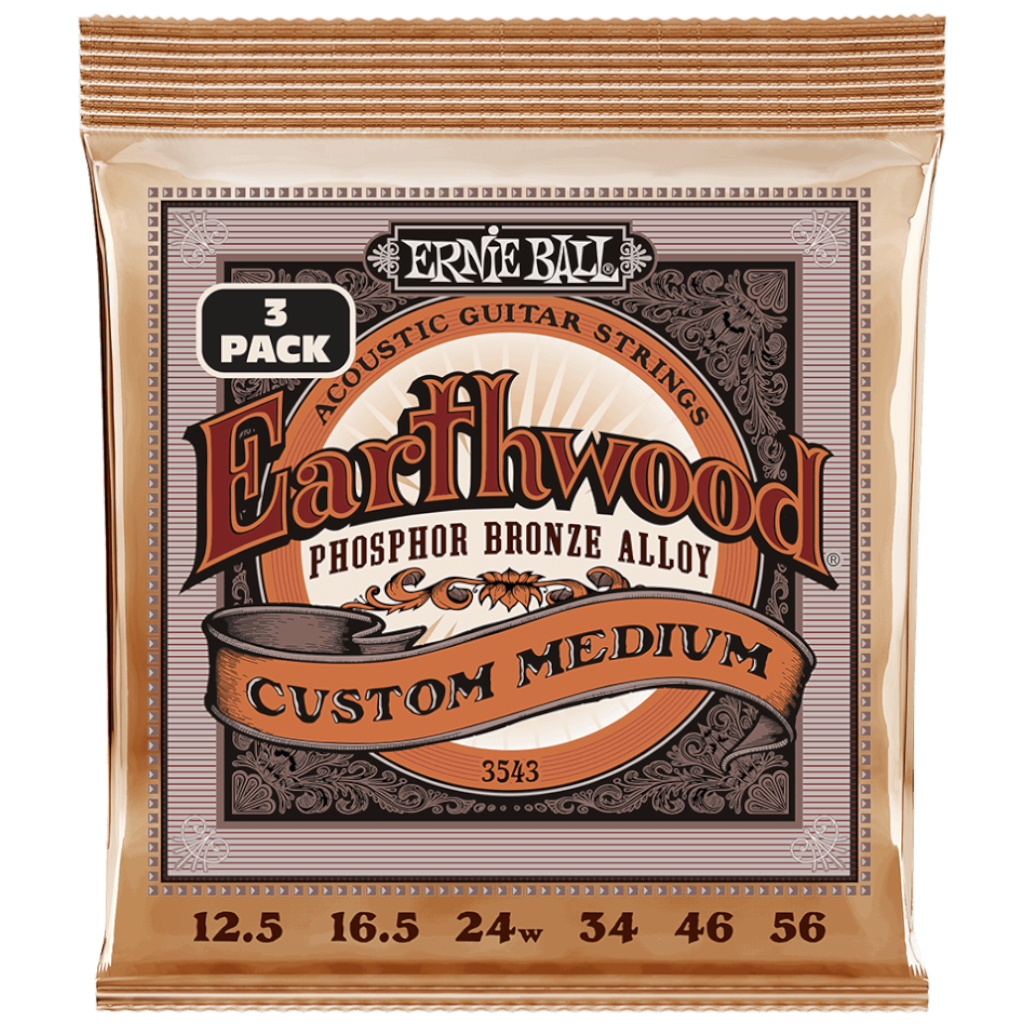 Ernie Ball Earthwood Phosphor Bronze Acoustic Guitar Strings - (12.5-56) - 3-Pack