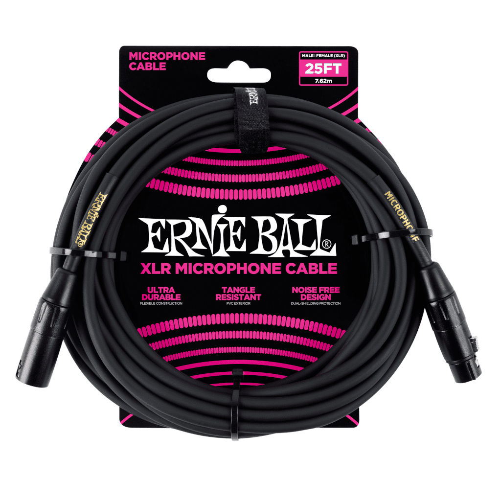 Ernie Ball Male/Female XLR Mic Cable - Black - 7.6m