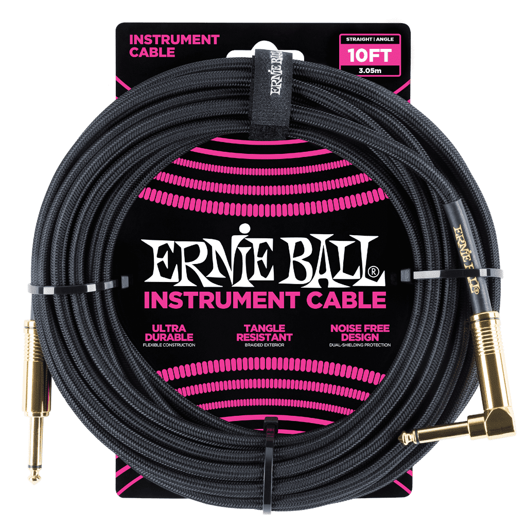Ernie Ball 3m Braided Straight/Angle Instrument Cable - Black
