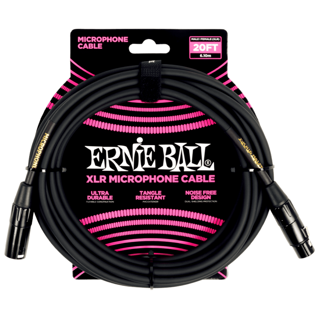 Ernie Ball Male/Female XLR Mic Cable – Black - 6.1m