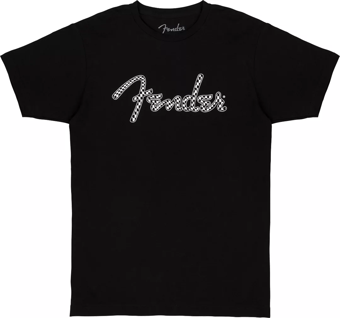 Fender® Spaghetti Wavy Checker Logo Tee, Black, L