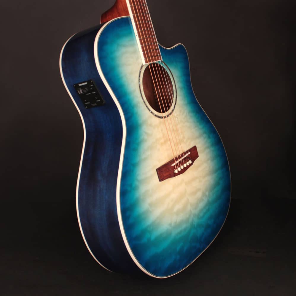Cort GA-QF Acoustic-Electric Guitar - Coral Blue Burst - Image 4