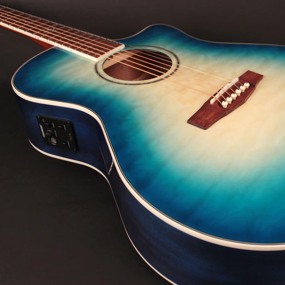 Cort GA-QF Acoustic-Electric Guitar - Coral Blue Burst - Image 5