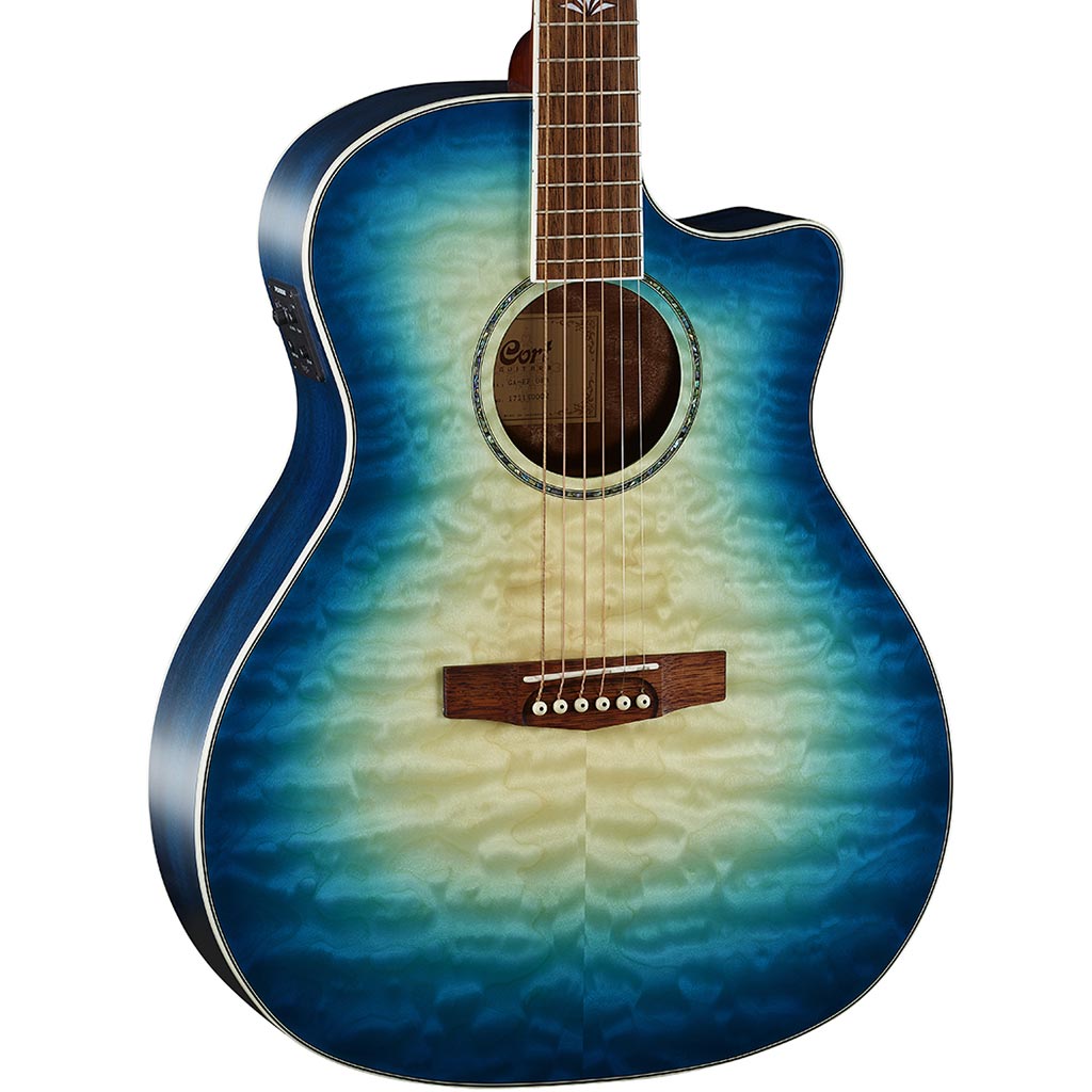 Cort GA-QF Acoustic-Electric Guitar - Coral Blue Burst