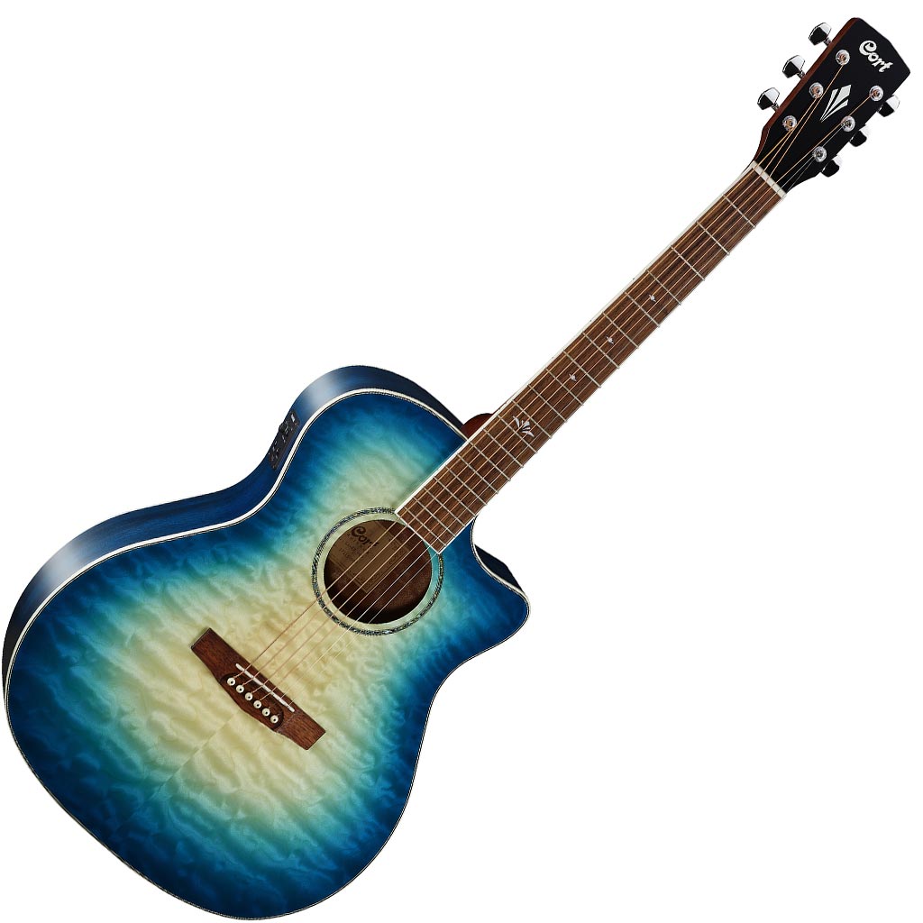 Cort GA-QF Acoustic-Electric Guitar - Coral Blue Burst - Image 2