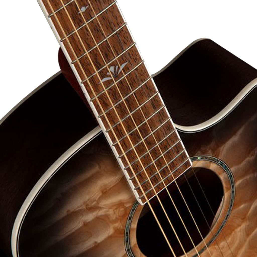 Cort GA-QF Acoustic-Electric Guitar – Figured Maple Top - Trans Black - Image 3
