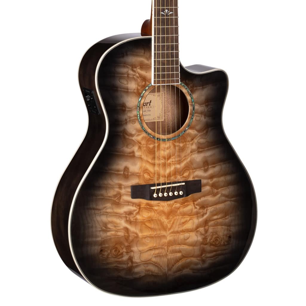 Cort GA-QF Acoustic-Electric Guitar – Figured Maple Top - Trans Black