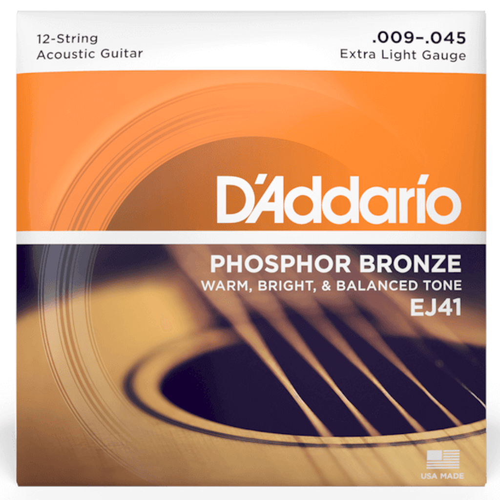 D'addario Extra Light 12-String Phosphor Bronze Acoustic Guitar Strings - (09-45)