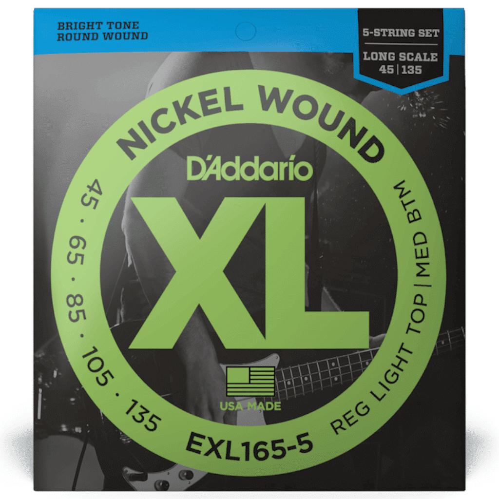 D'Addario EXL165 5-String Long Scale Bass Guitar Strings (45-135)
