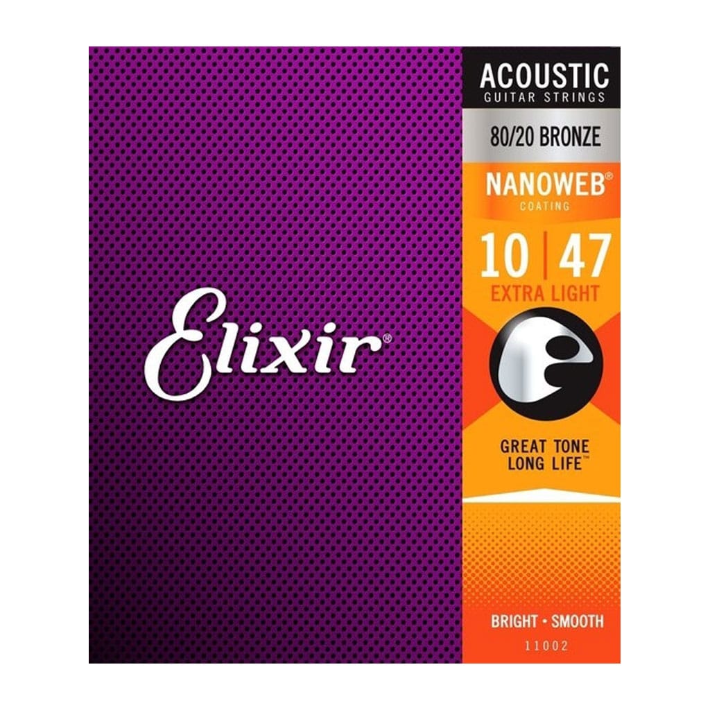 Elixir Nanoweb 80/20 Bronze Light Acoustic Guitar Strings - (10-47)