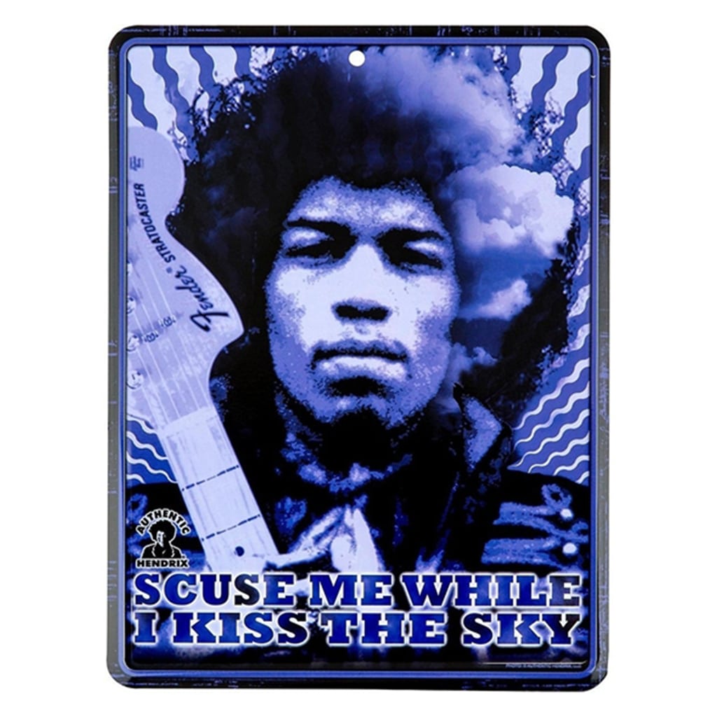 Fender JIMI Hendrix Kiss the Sky Design Tin Sign art work