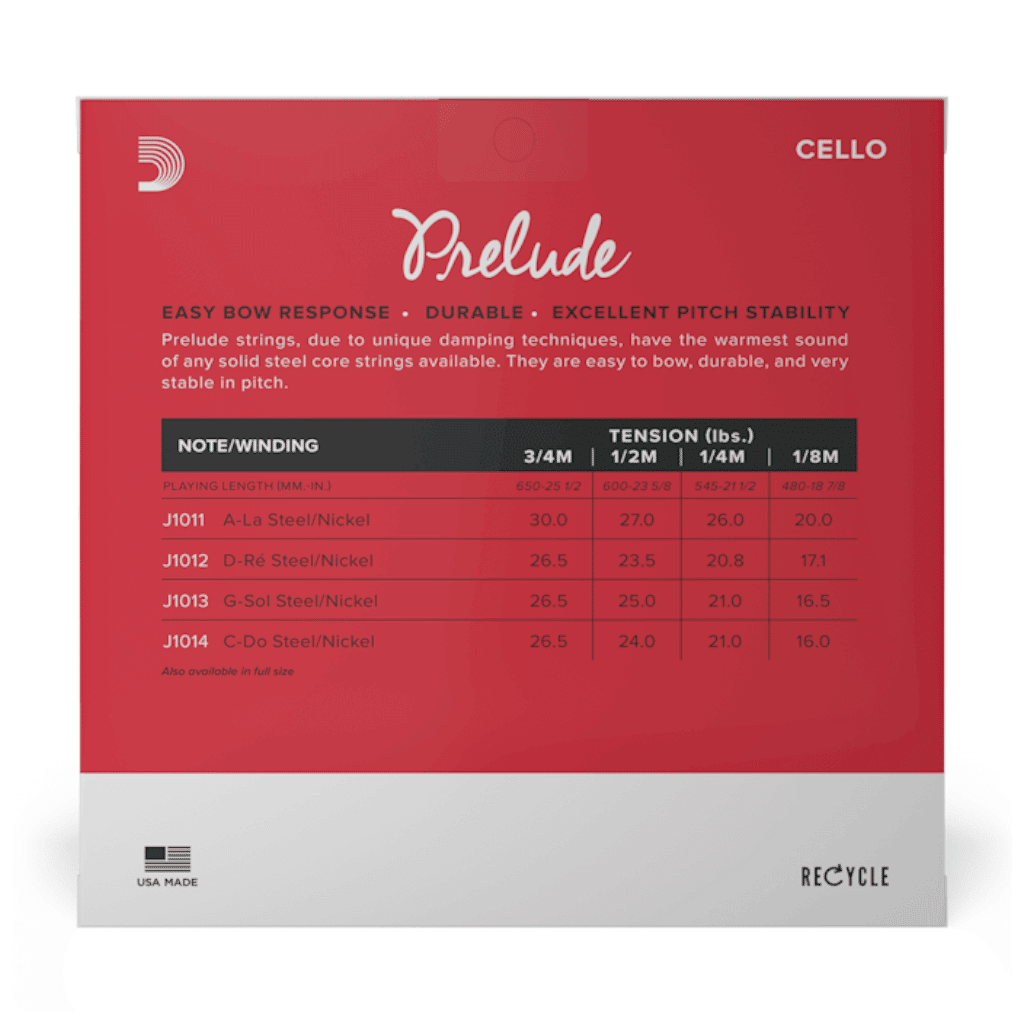D'Addario Prelude 3/4 Scale Cello String Set - Medium Tension - Image 3