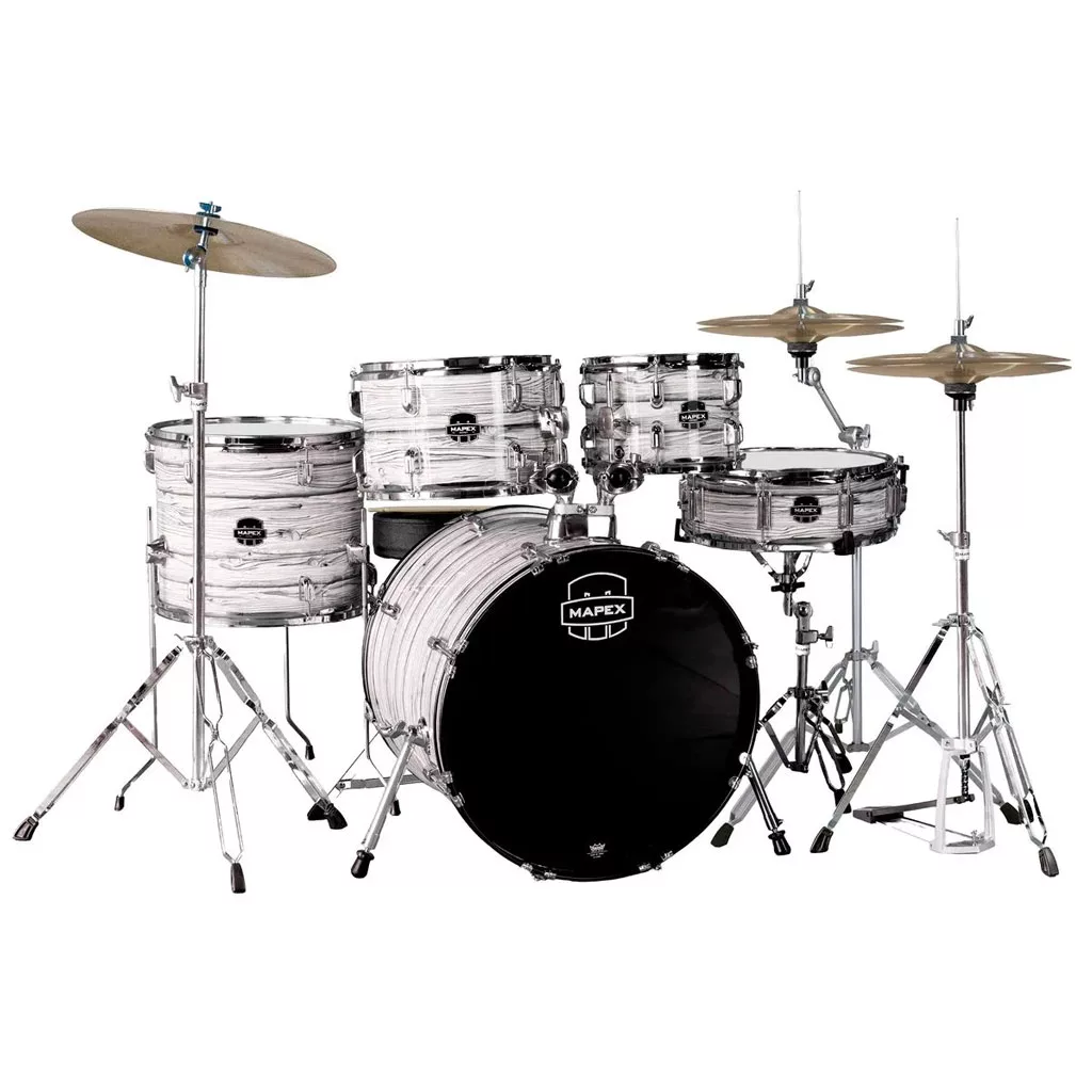Mapex COMET Rock Drum Kit - White Marblewood (with 3 Cymbals & 5-Piece Hardware)