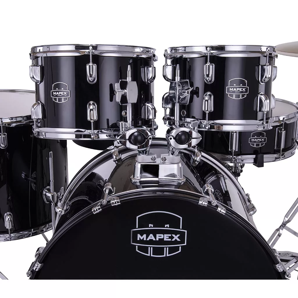 Mapex COMET Rock Drum Kit - Dark Black (with 2 Cymbals & 4-Piece Hardware) - Image 4