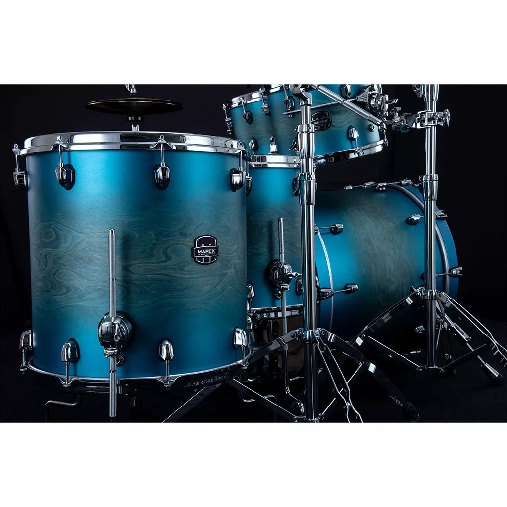 Mapex Saturn Evolution Rock Birch 4-Piece Drum Kit - Exotic Azure Burst - Image 7