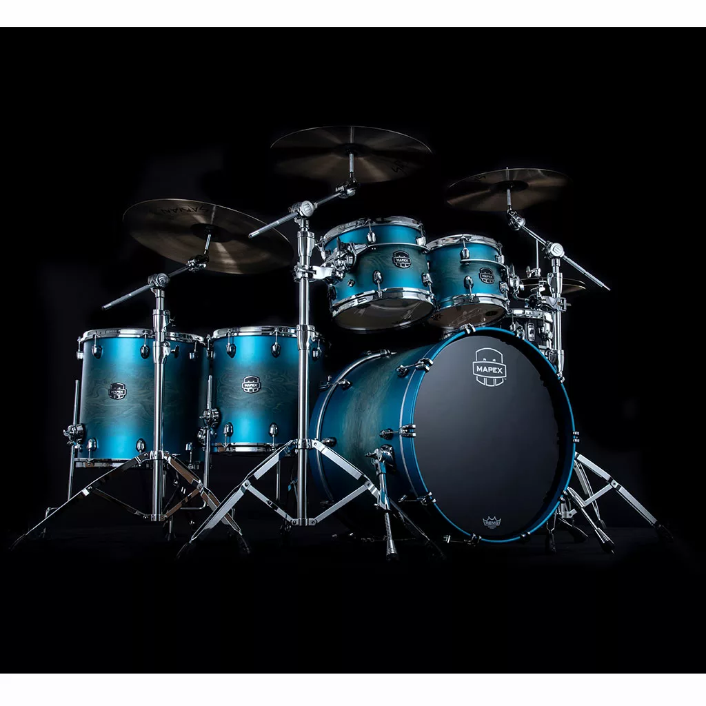Mapex Saturn Evolution Rock Birch 4-Piece Drum Kit - Exotic Azure Burst - Image 3