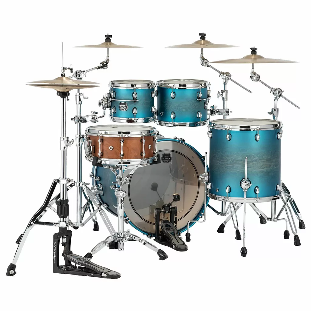 Mapex Saturn Evolution Rock Birch 4-Piece Drum Kit - Exotic Azure Burst - Image 2
