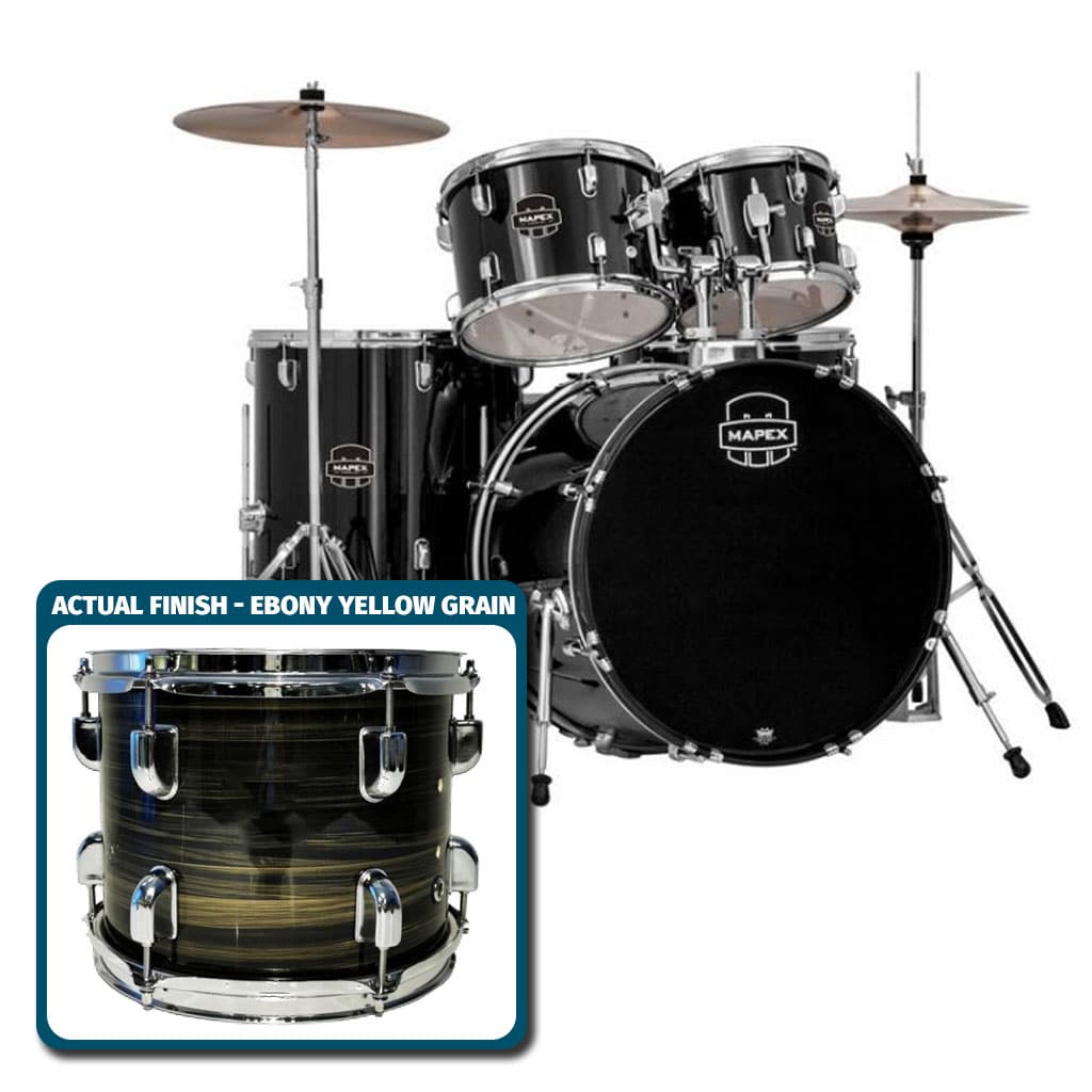 Mapex PDG5254TCFJ Prodigy 5pc Standard Drum Kit Ebony Yellow Grain Finish - Image 4
