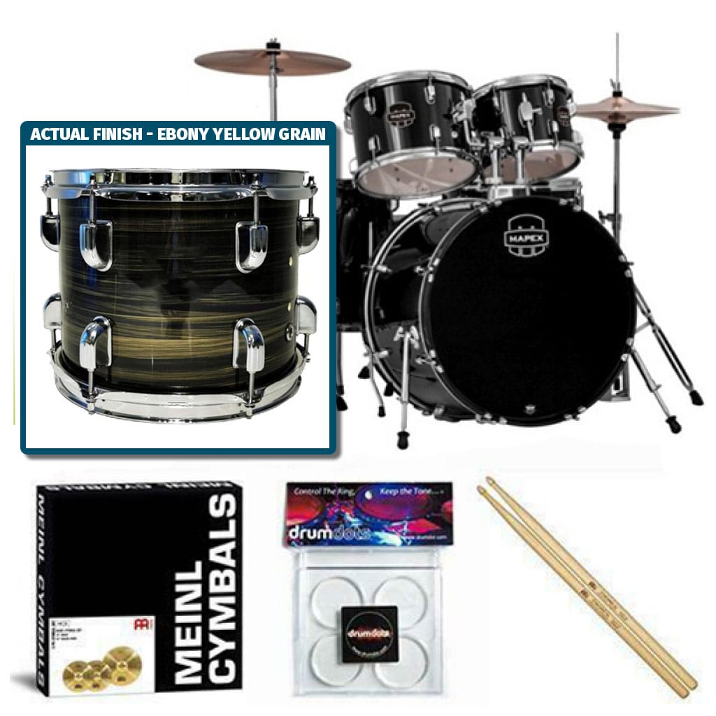 Mapex PDG5254TCFJ Prodigy 5pc Standard Drum Kit Ebony Yellow Grain Finish - Image 3