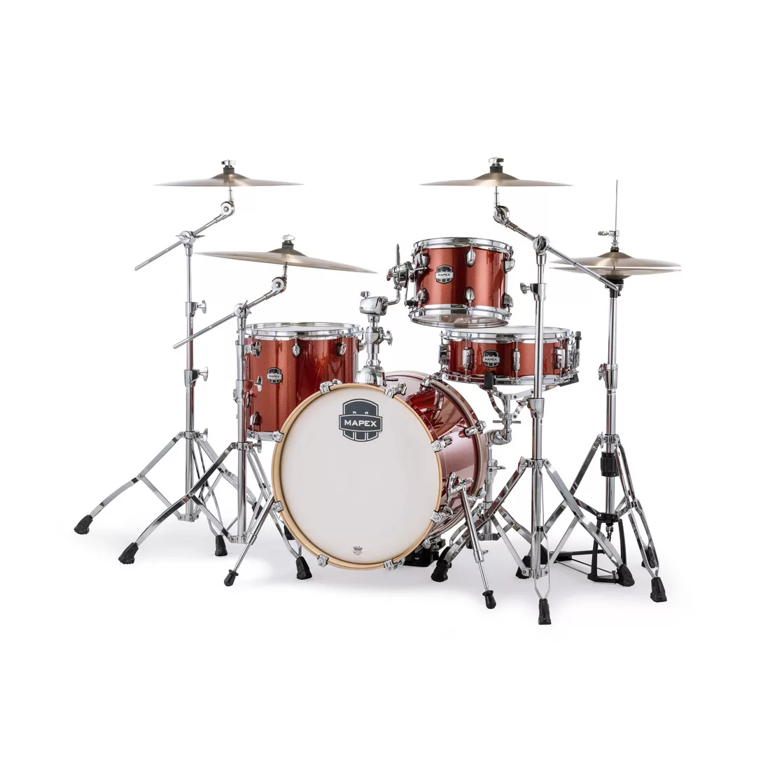 Mapex Mars Birch 4-Piece Bop Shell Pack Drum Kit (Excludes Hardware and Cymbals) - Blood Orange Sparkle - Image 2