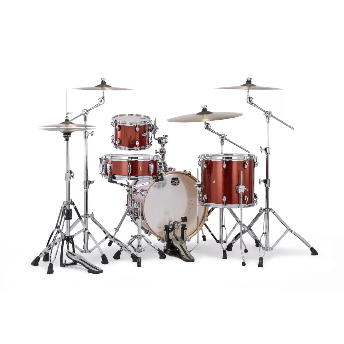 Mapex Mars Birch 4-Piece Bop Shell Pack Drum Kit (Excludes Hardware and Cymbals) - Blood Orange Sparkle - Image 3