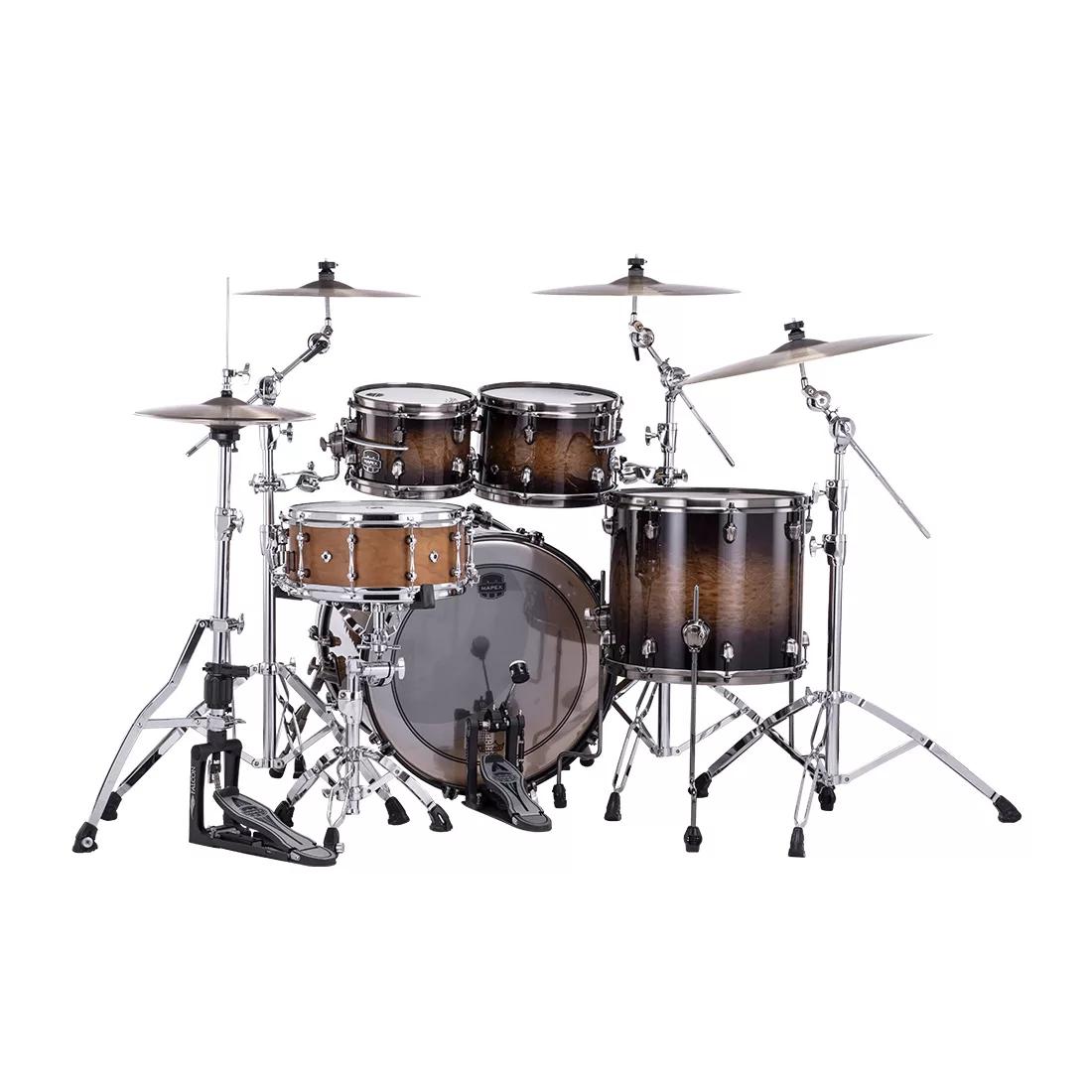 Mapex Saturn Evolution Classic Birch 4-Piece Shell Pack Drum Kit - Exotic Night Forest Burst Lacquer - Image 3