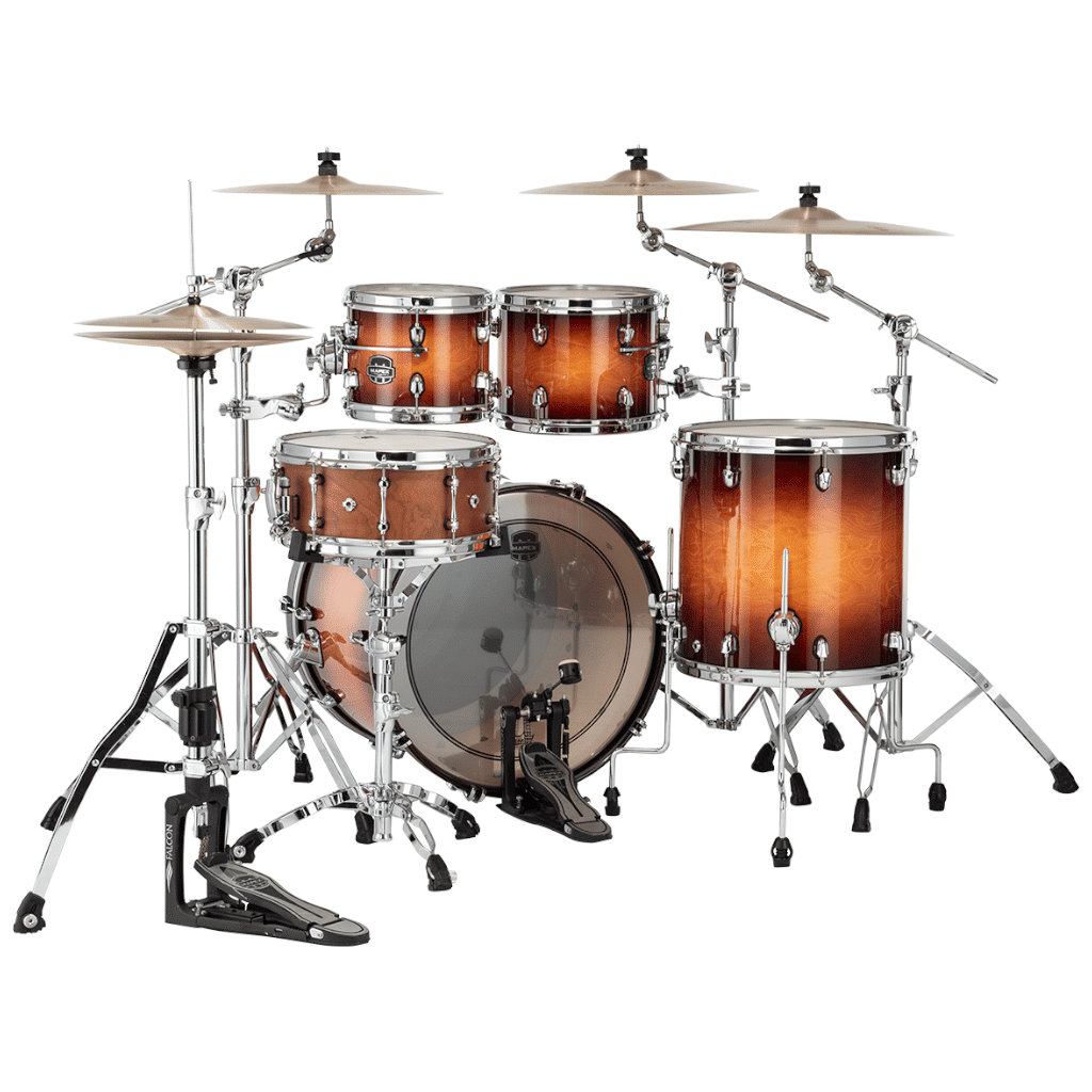Mapex Saturn Evolution Rock Maple 4-Piece Shell Pack - Exotic Sunburst Lacquer (Hardware, Cymbals & Snare Excluded) - Image 2