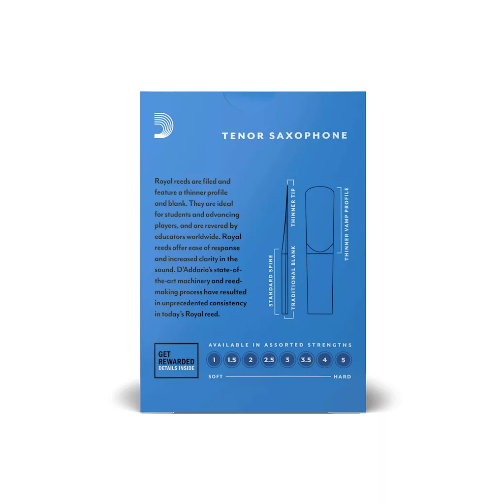 D'Addario Royal By D'Addario Tenor Saxophone Reeds Strength 3.0, Each - Image 2